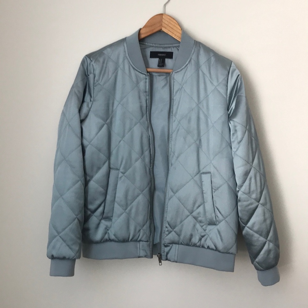 Forever 21 Satin Quilted Bomber Jacket